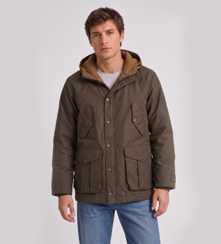 Parka Waxed Mountain verde-marrone