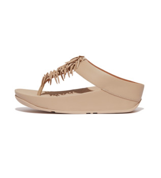 Beige Rumba sandalen van kralenleer