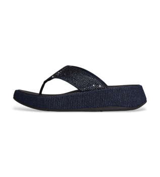 F-Mode Toe-Post Denim Hotfix Sandals navy