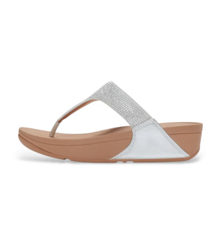 Silver Lulu Crystal Embellished Toe-Post Sandals