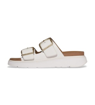 Sandálias de pele Gen-FF Buckle Two-Bar Leather Slides brancas urbanas