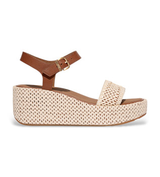 Rjave tkane usnjene sandale