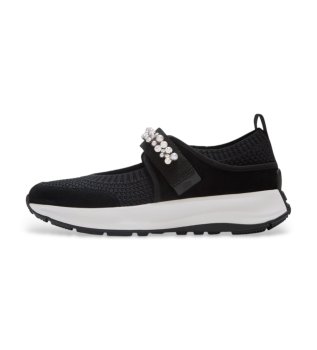 F-Mode FloPearl & Crystal Mary-Jane Sneakers black