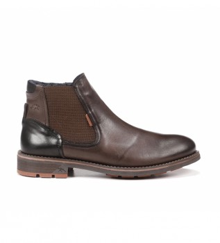 Bottines en cuir marron style chelsea F1343