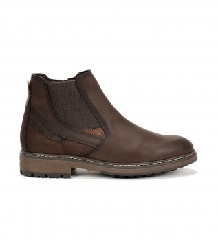 Bottines en cuir F1591 Marron fonc