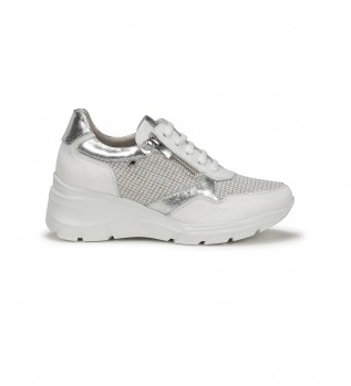 Leather Sneakers Olas grey -Height wedge 6cm