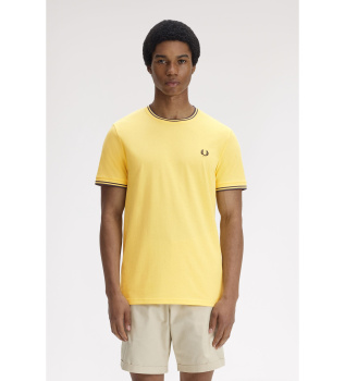 T-shirt com rebordo de duas riscas amarelas