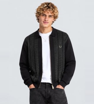 Black Textured Zip-Up Cardigan