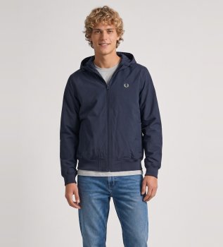 Marineblauwe Brentham jas met capuchon