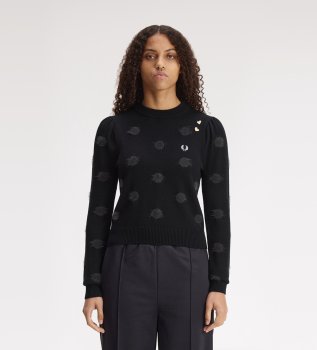 Schwarzer Jersey mit Polka Dots