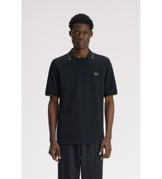 Black open-collar polo shirt