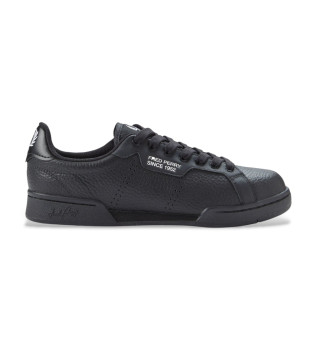 Sneakers i lder B722 svart