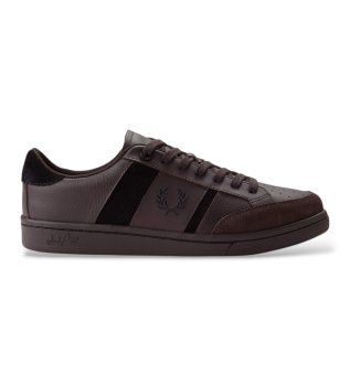 Sneakers i læder og suede B725 mørkebrun
