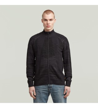 3D Biker Full Zip Sweater noir