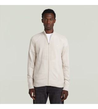 Pull beige 3D Biker Full Zip