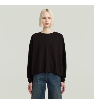 T-shirt nera oversize a trapezio
