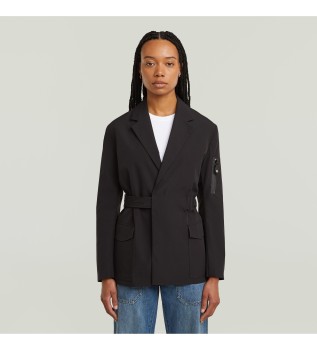 Blazer met riem zwart