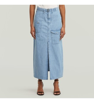 Jupe longue cargo ceinture bleue