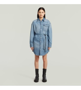 Robe chemise ceinture bleue
