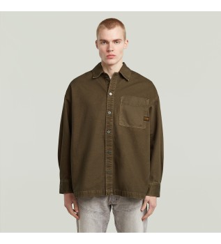 Boxy Fit Overshirt brown greenish brown