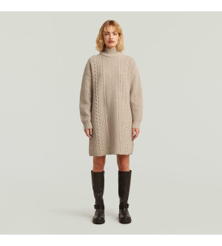 Abito beige con trecce larghe