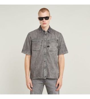 Schuine dubbele zak Regular overhemd grijs