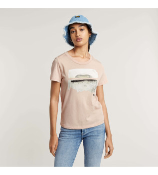 T-shirt bege �gua abstrata