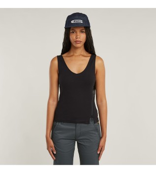 Asymmetrisk Slim T-shirt med lynls, sort
