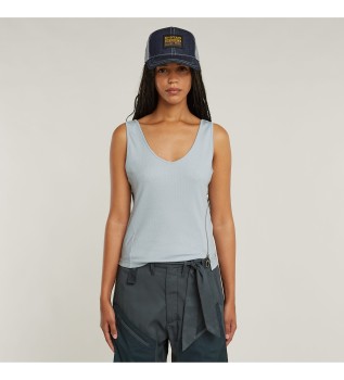 Asymmetrisch Rits Slim T-shirt blauw