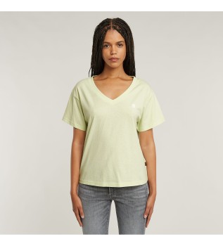 T-shirt descontrada com decote em V aberto verde