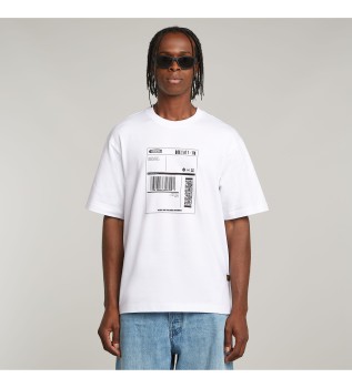 Maglietta a costine squadrata grafica bianca