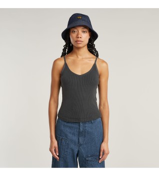 T-shirt com al�as em espartilho preta