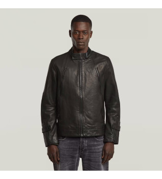 Veste de motard en cuir noir