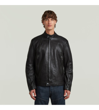 Veste de motard en cuir noir