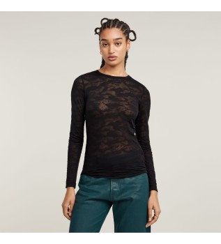 T-shirt nera aderente in maglia