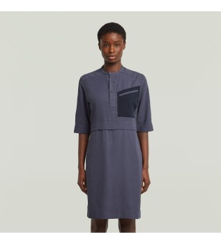 Chemise  demi-patte robe bleue