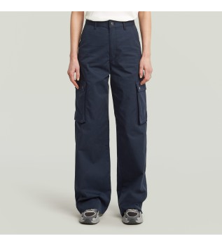Pantalon cargo taille haute marine