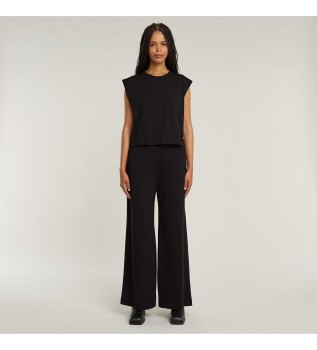 Wide Leg Double Layer Jumpsuit svart