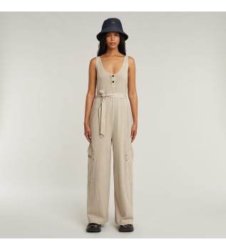 Utility jumpsuit beige