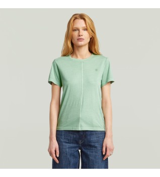 T-shirt Overdyed Front Seam zielony