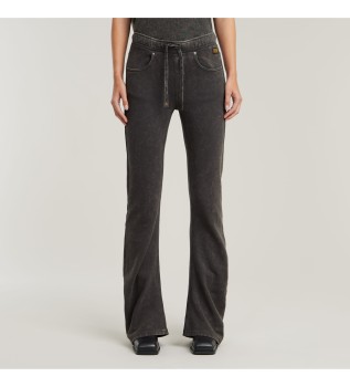 Extra long flared trousers black