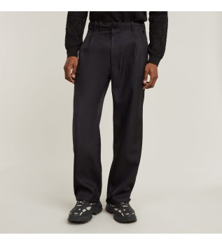 Pantalon chino pliss dcontract noir