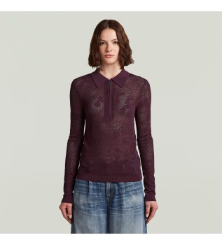 Pointelle Slim burgundy polo shirt