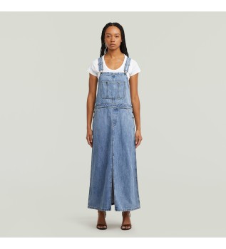 Vestido skater maxi dungarees azul