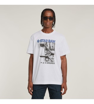 Stairs grafisch los T-shirt wit