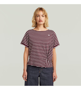 T-shirt w paski bordowy