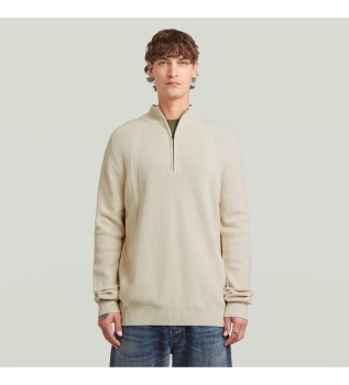 Pull en maille demi-zip beige