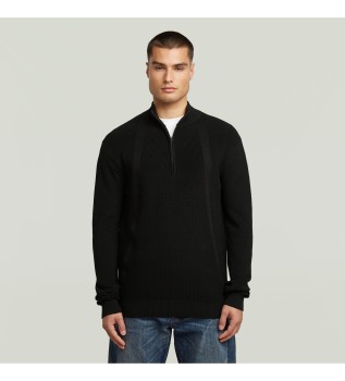 Pull tricot demi-zip noir