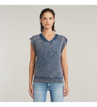 Sweat-shirt bleu  effet dlav