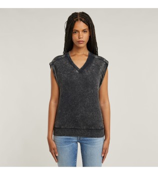 Gr sweatshirt med vasket effekt